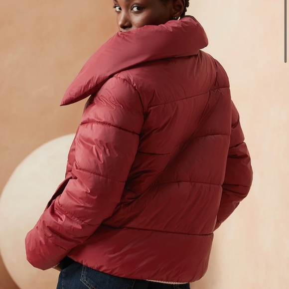 Banana Republic factory Burgundy Funnel-Neck Puffer Coat - Picture 3 of 10